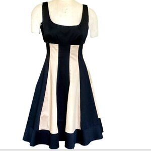 Maggy London Fit & Flare Cocktail Party Dress Black & Beige/Gold Sz 8 #18M